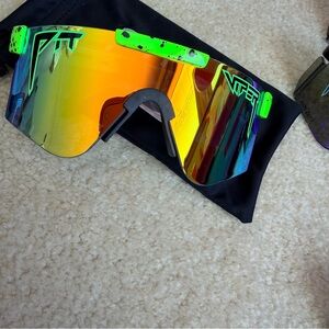 Pit Viper Kids Sunglasses Neon Green Frame with Orange Mirrored Lens